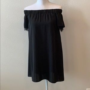 Black Off the Shoulder Dress with Lace Detail